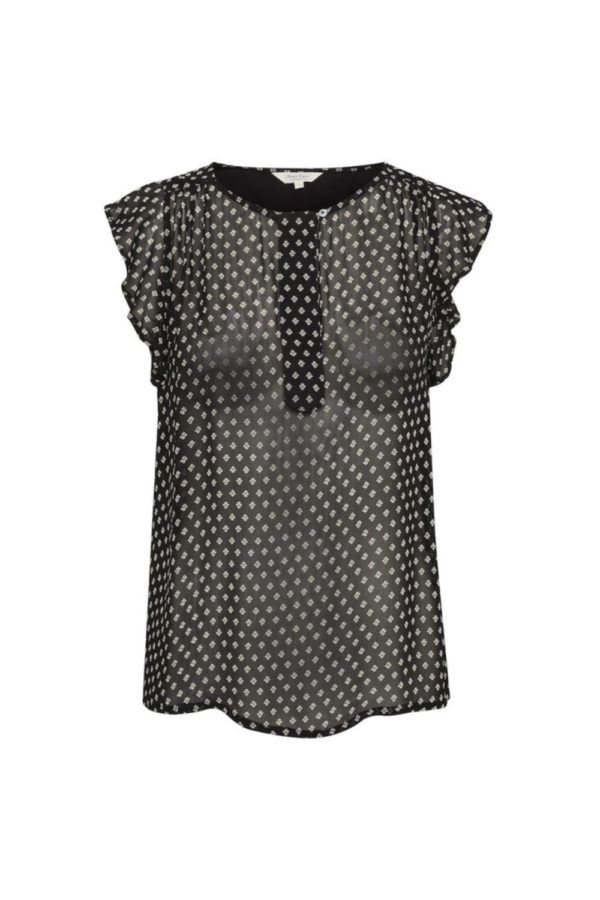 black mini block print prillepw blouse with short sleevemain 1