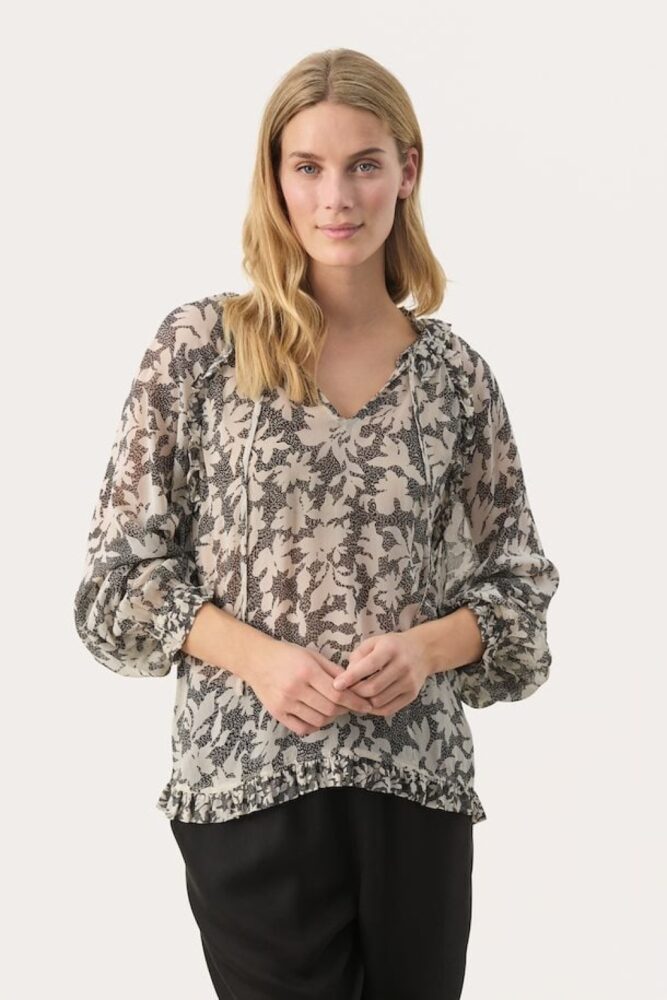 black stitch leaf print joanna blouse part two