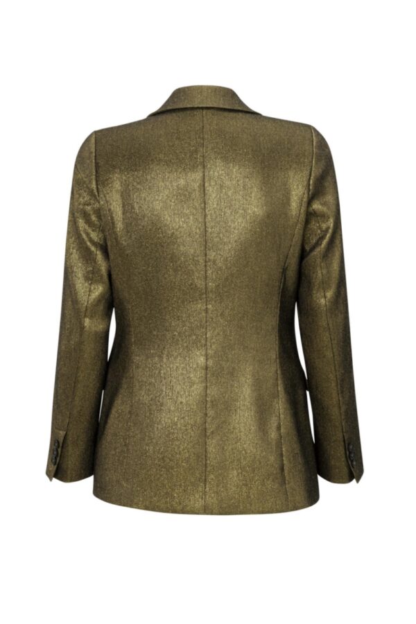 blazer with long sleeves and pocket with glitter effect dark gold yaya3