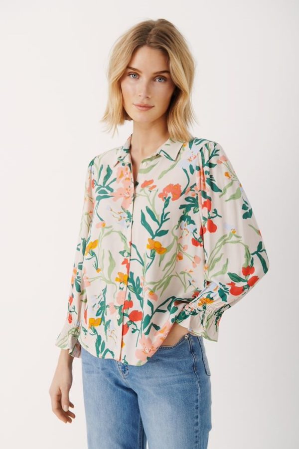 blooming dahlia painted flower nevinpw shirt with long sleevegallery2a
