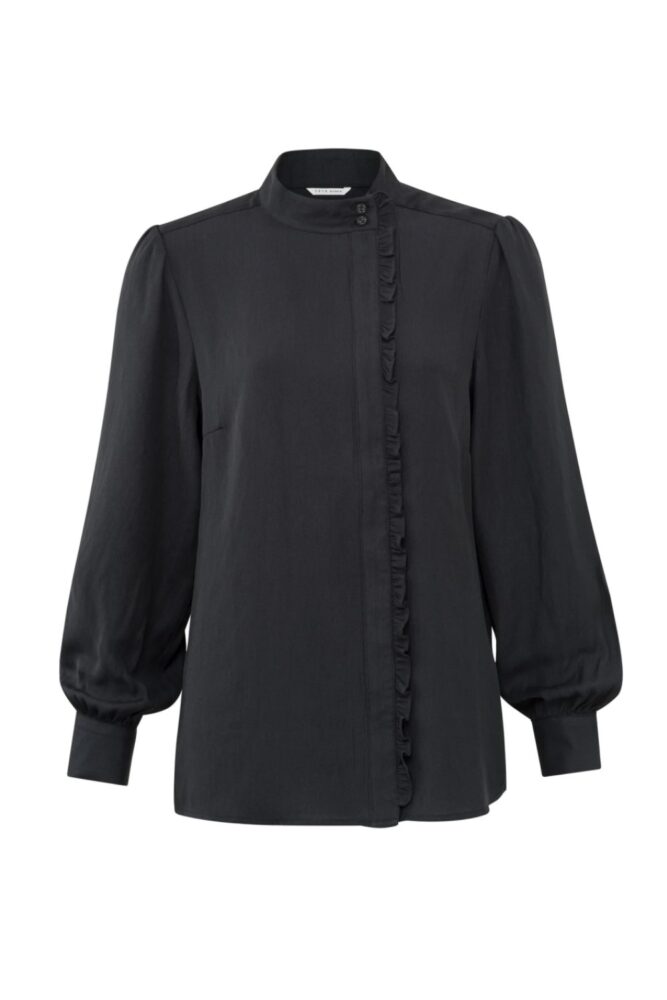 blouse with high neck long sleeves and ruffled details phantom yaya2