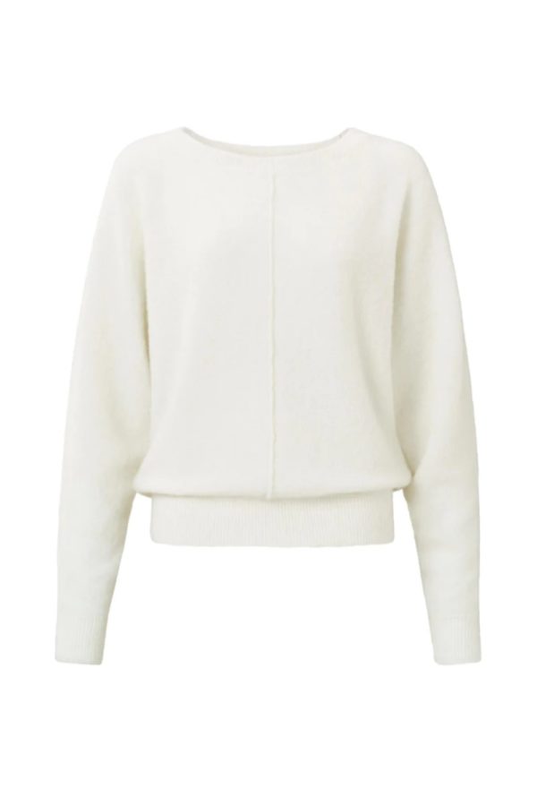 boatneck sweater with long sleeves and a seam detail onyx whitegallery1