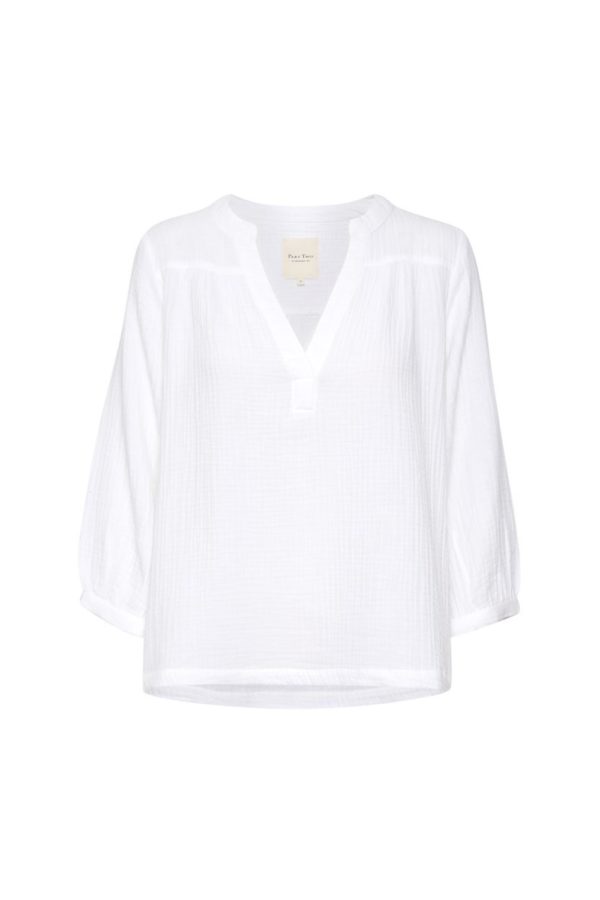 bright white paripw blouse with short sleevemain