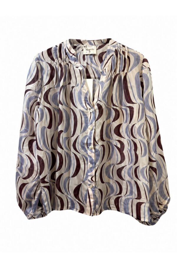 choklate brown patterned blouse 8136