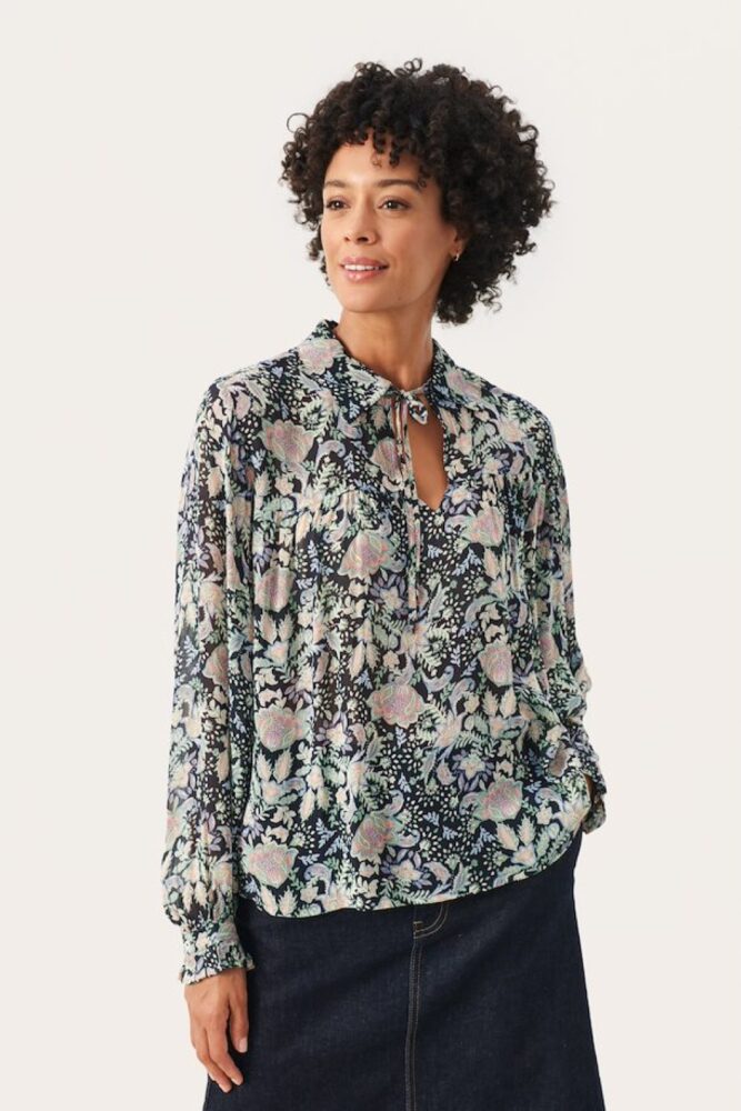 dark navy multi fleur print fayapw blouse part two