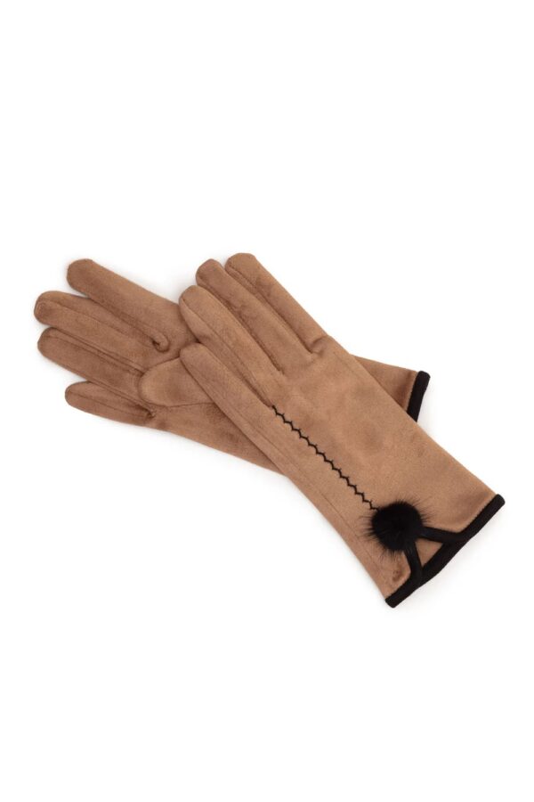 elie beaumont pom pom gloves tan
