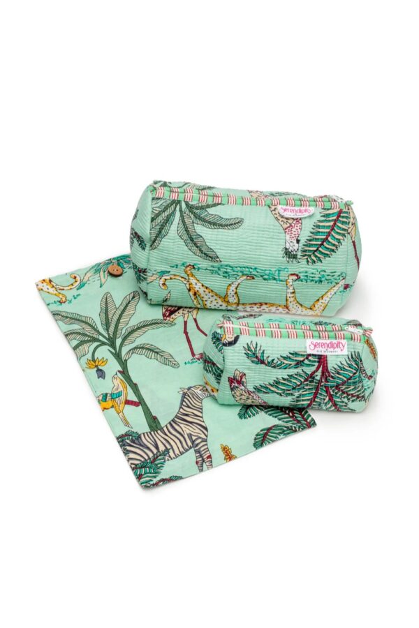 elie beaumont serendipity cosmetic bags mint jungle
