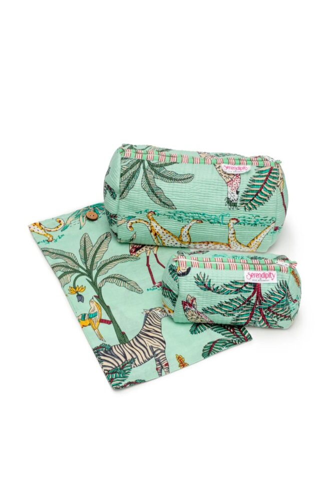 elie beaumont serendipity cosmetic bags mint jungle