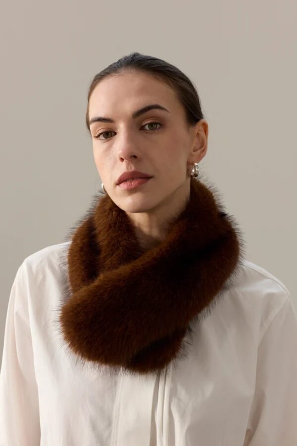 helen moore faux fur collar brown