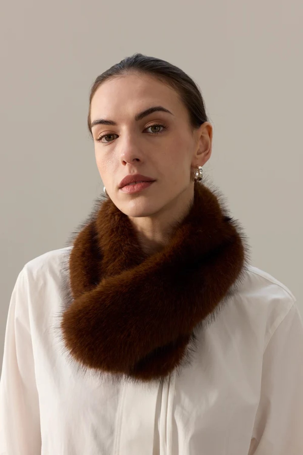 helen moore faux fur collar brown