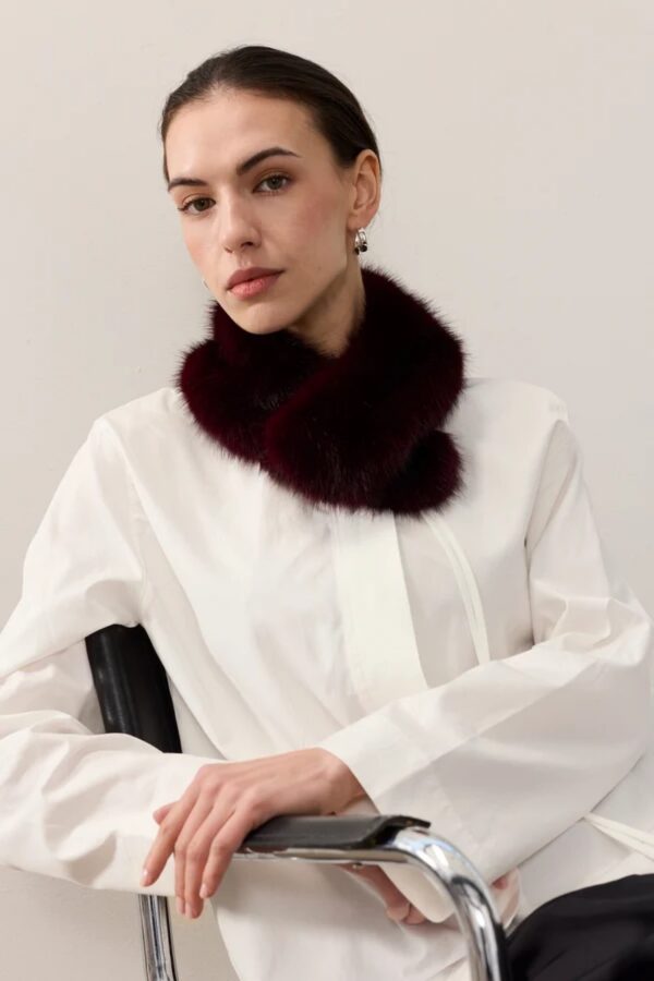 helen moore faux fur collar wine