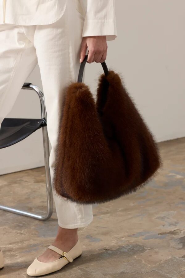 helen moore faux fur tote bag