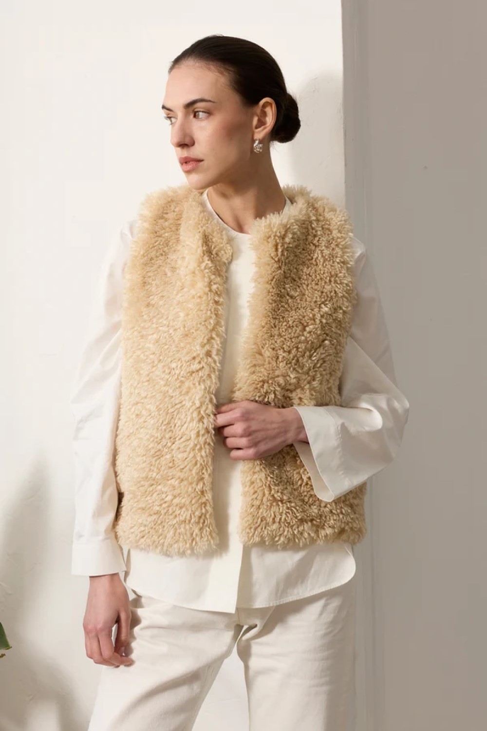 helen moore faux sheepskin gillet cream