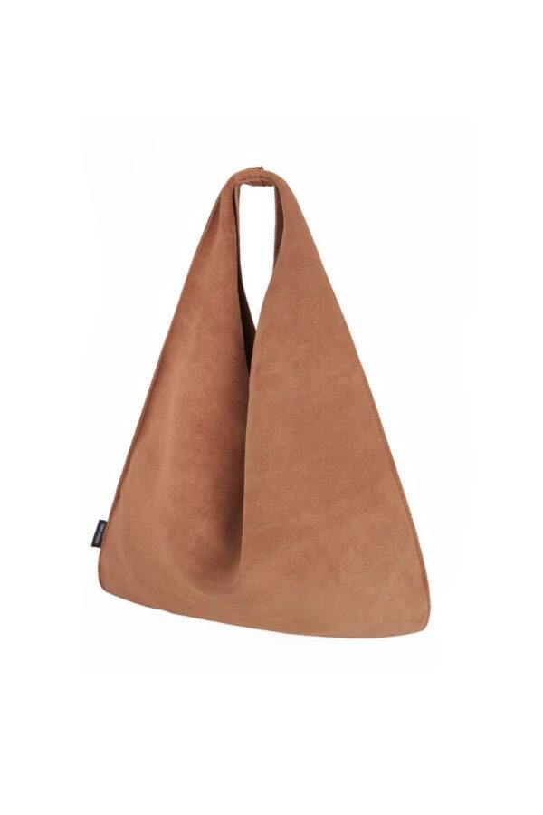 helen moore tan suede triangle bag