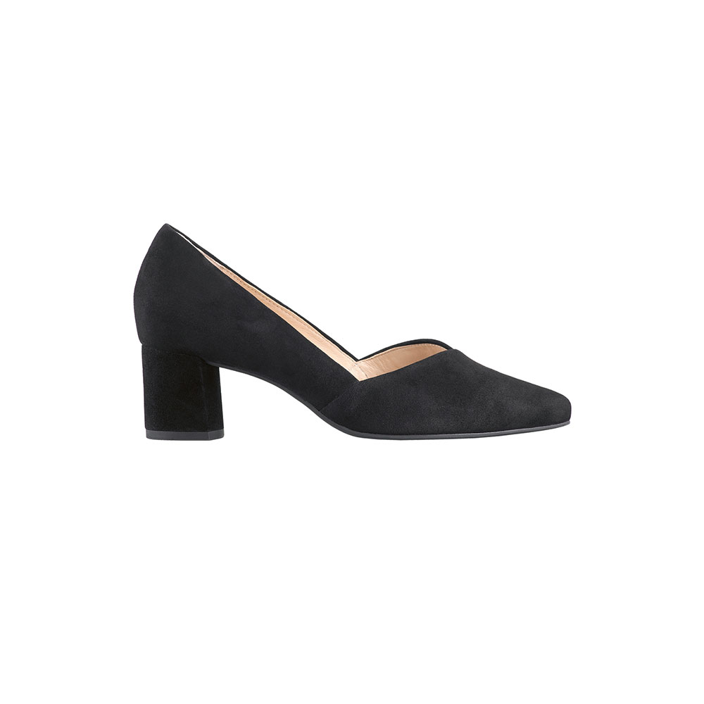 black suede court shoes low heel