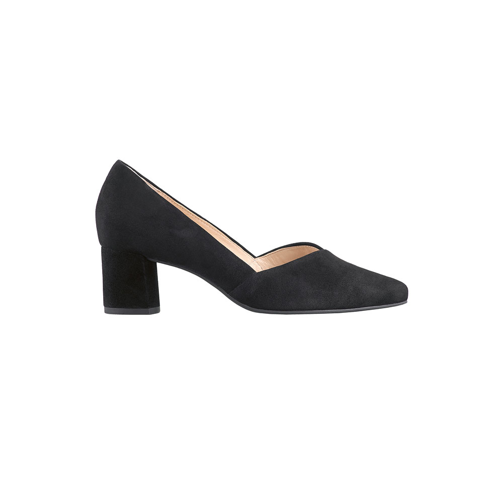 Hogl : Low heel suede navy court shoes 