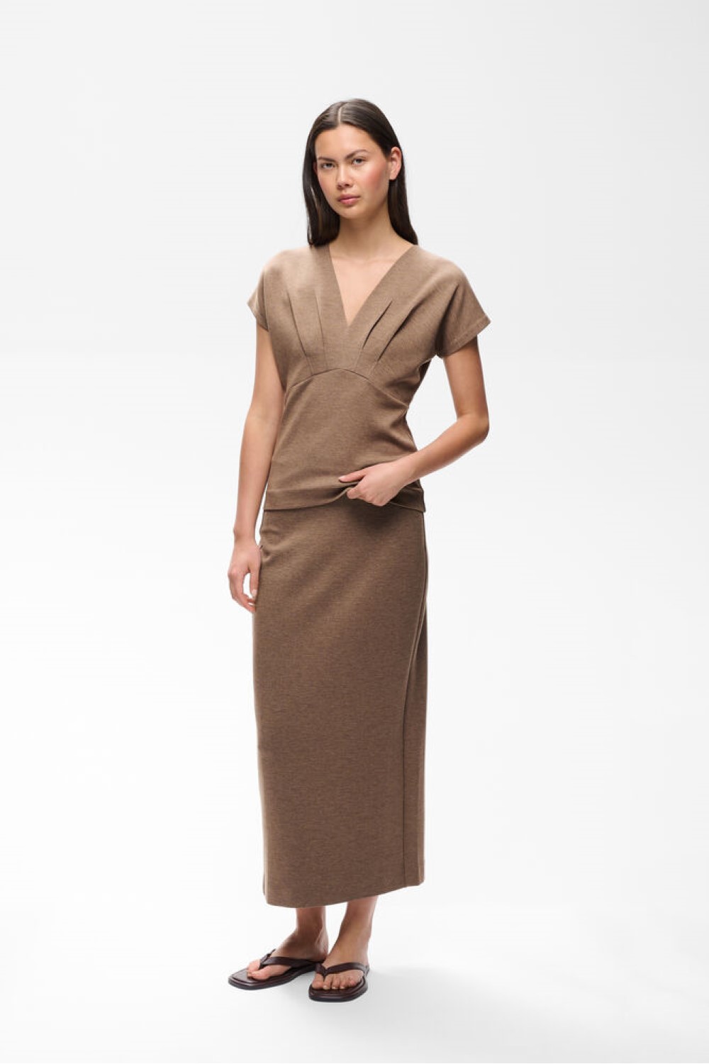 inwear aida melange skirt brown