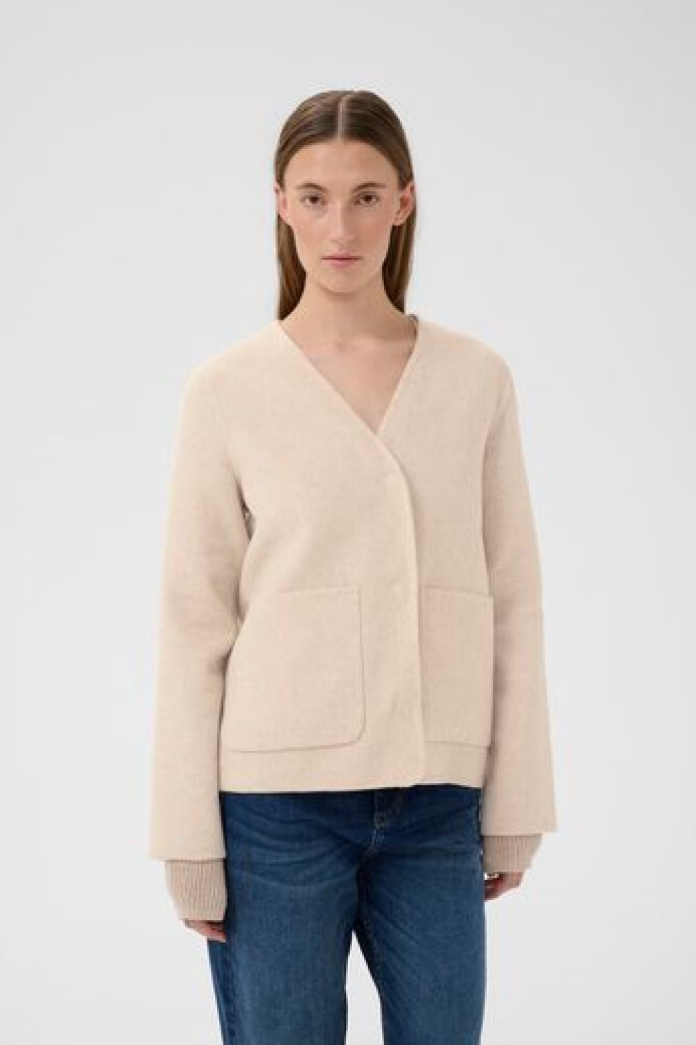 InWear Short Off White Scarf Coat Jojo Boutique