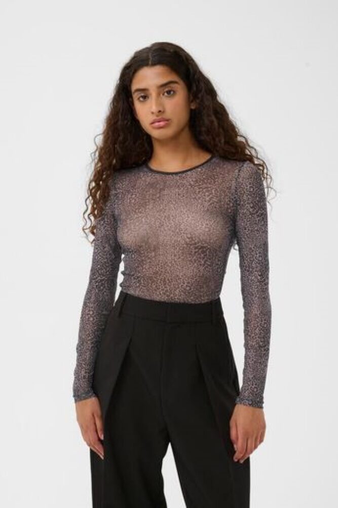 inwear kaia leopard mesh top