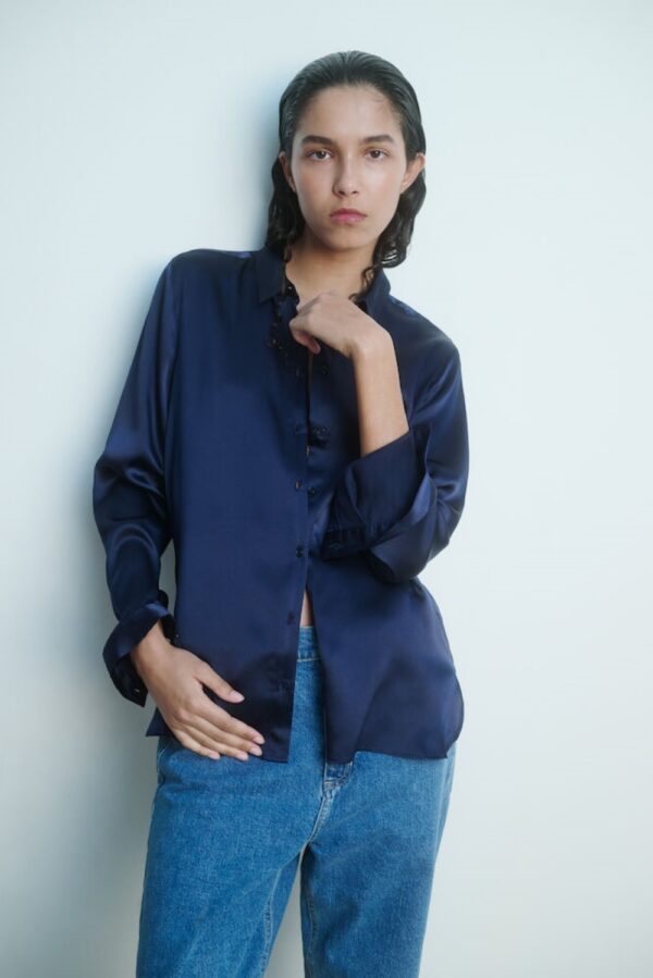 inwear leonore navy silk shirt