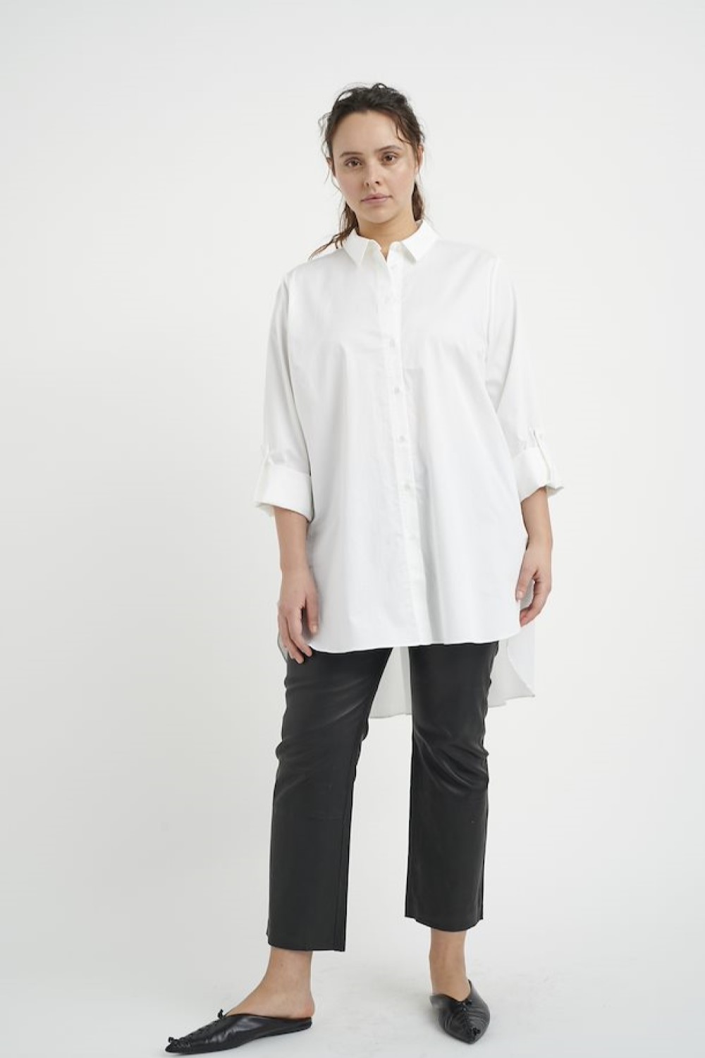 Buy TEXTURED TIE-NECK WHITE TUNIC TOP for Women Online in India
