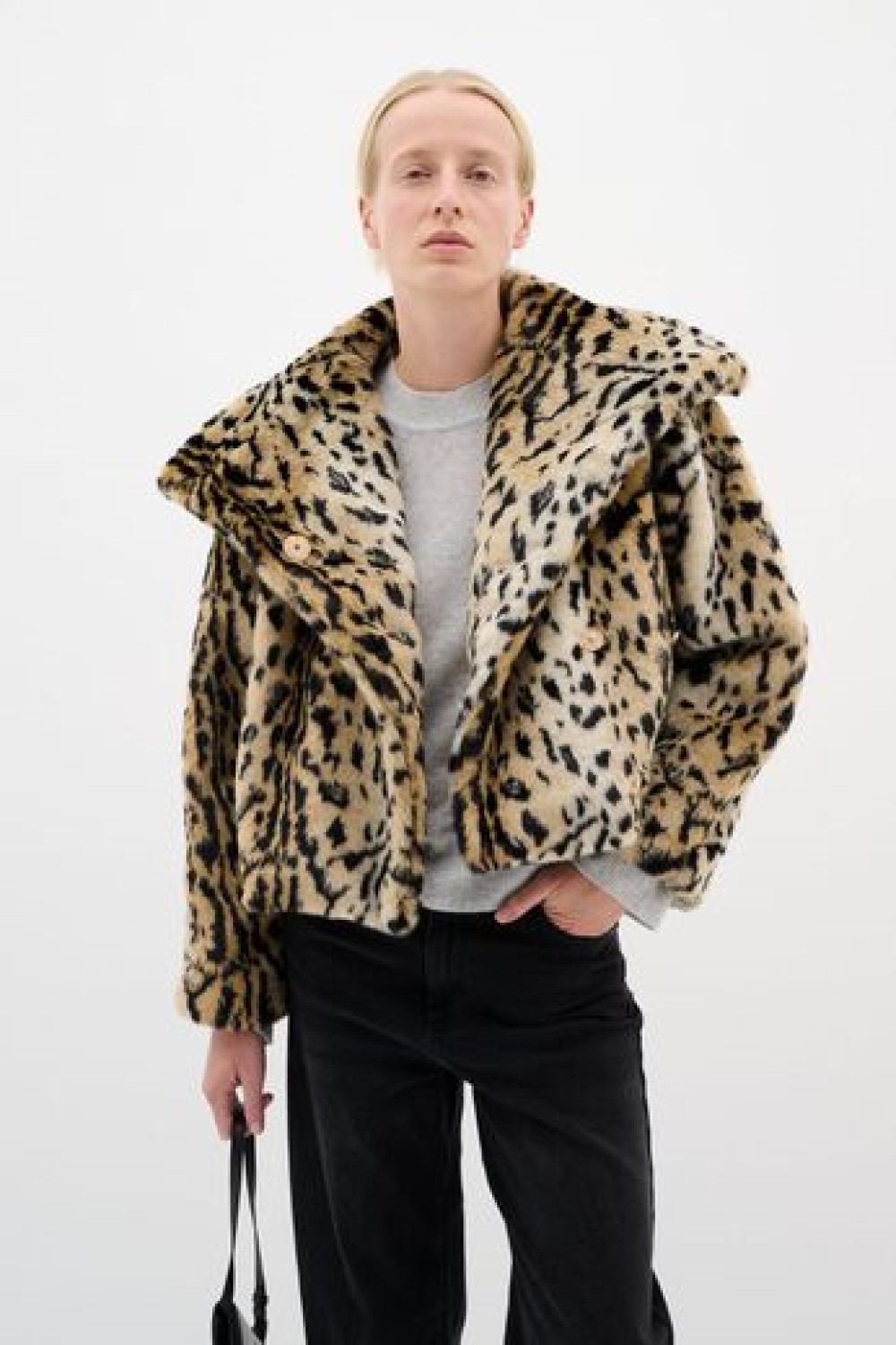 inwear yoba leopard faux fur jacket