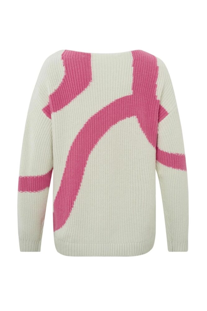jacquard sweater with boatneck and long sleeves bone white dessin yaya2