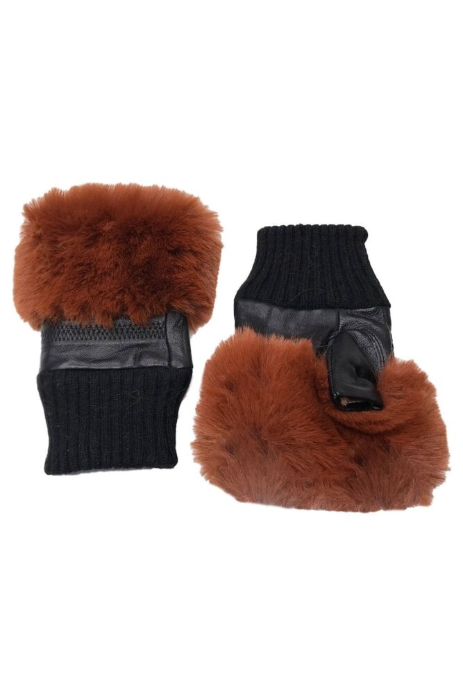 jayley chocolate faux fur fingerless gloves2