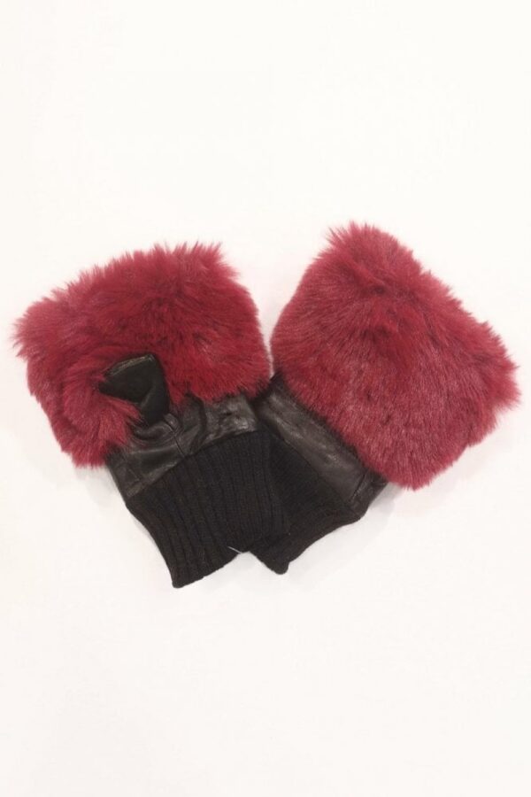 jayley red faux fur fingerless gloves1