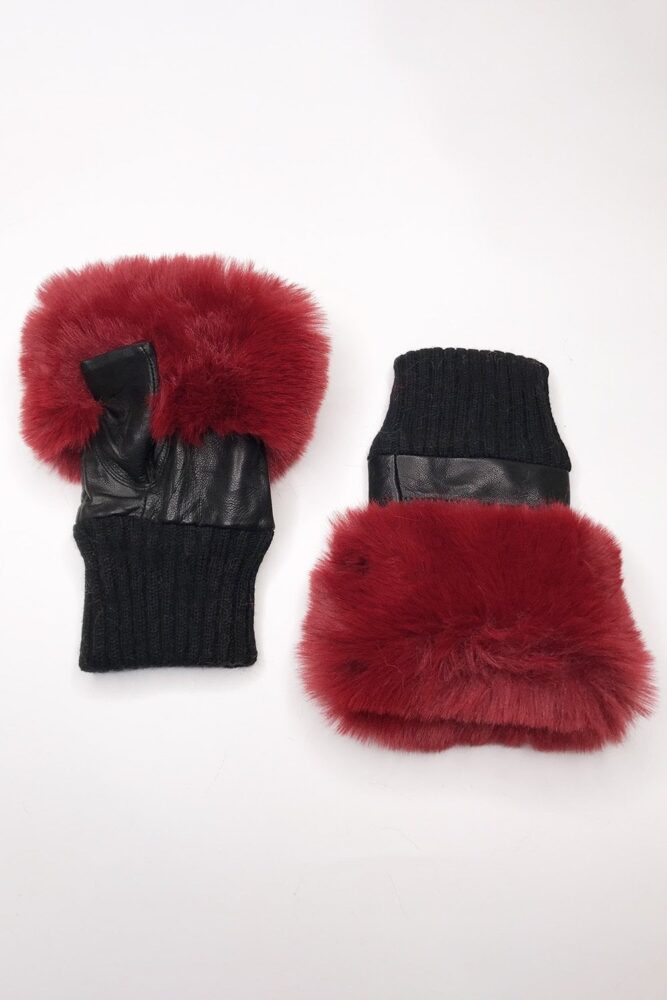 jayley red faux fur fingerless gloves2
