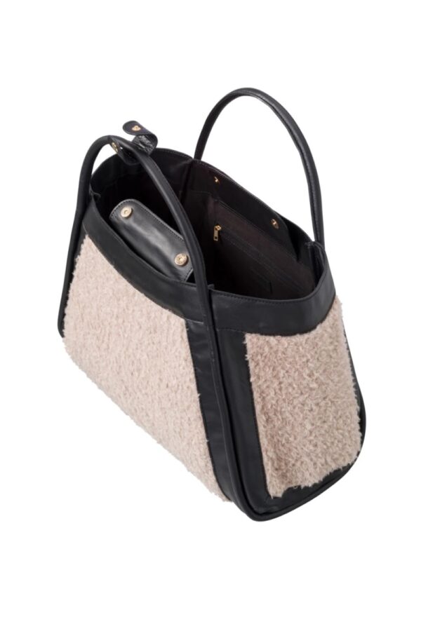 leather bag with lammy details black yaya2