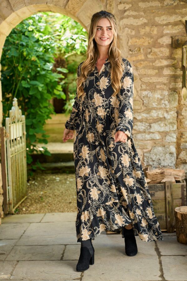 luella Annalise black tan maxi dress(main)