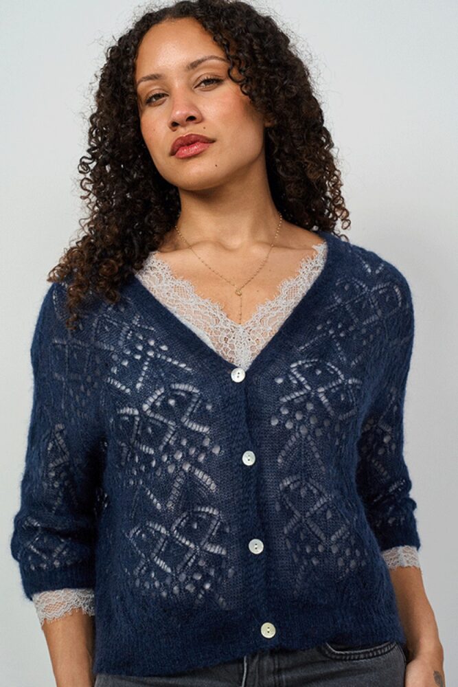 luella morven lace knit cardigan navy