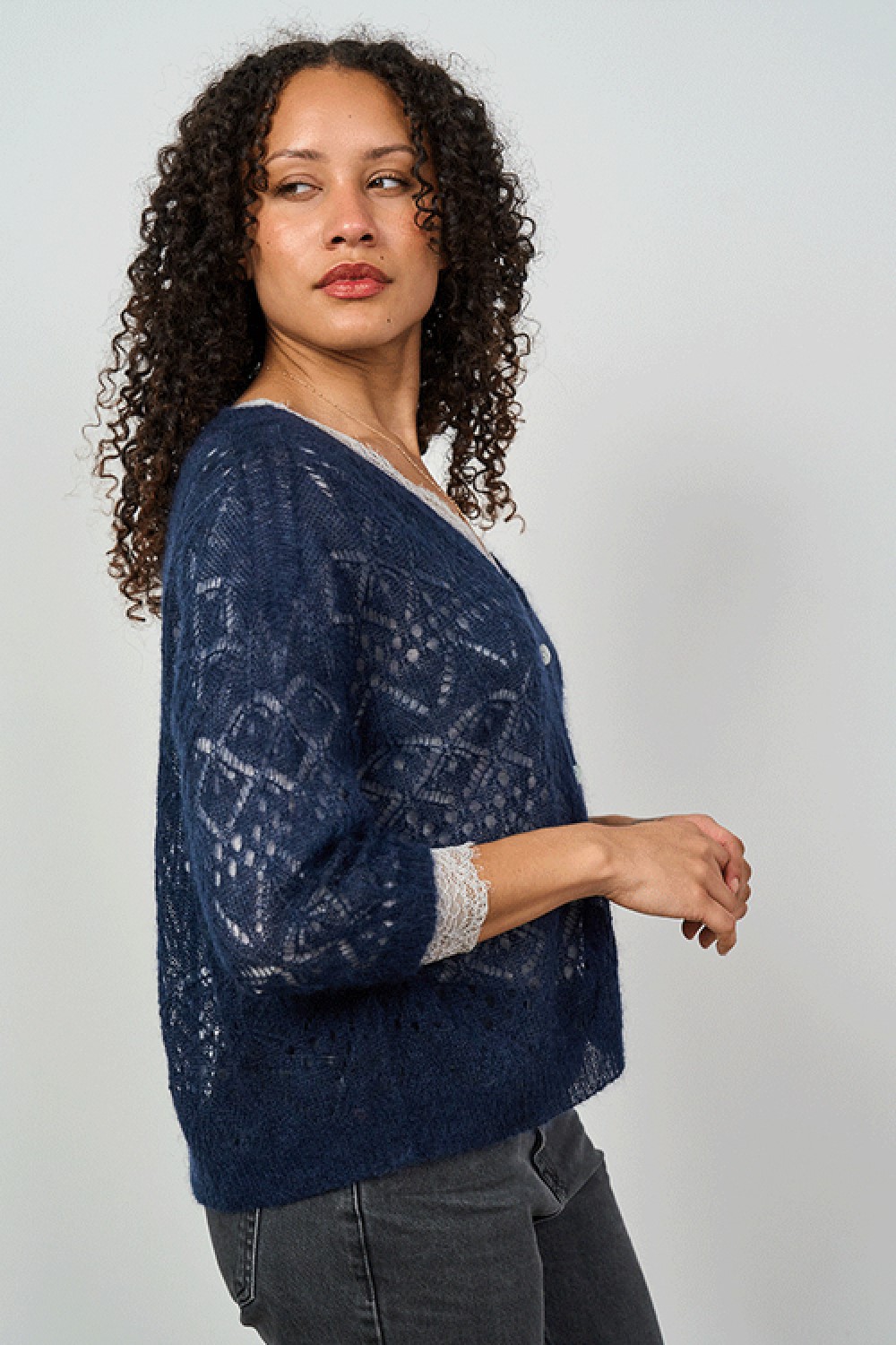 luella morven lace knit cardigan navy1