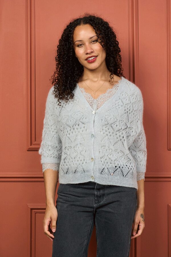luella morven lace knit cardigan silver