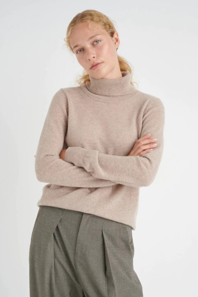 lukka cashmere rollneck jumper biege melange inwear1