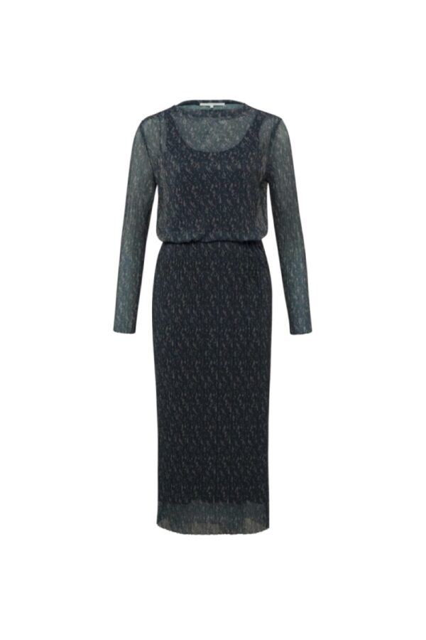 mesh dress with boatneck long sleeves and versatile print blueberry blue dessin yaya2