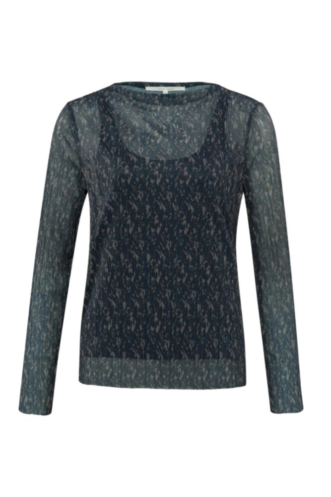 mesh top boatneck long sleeves and lined body blueberry blue dessin yaya2