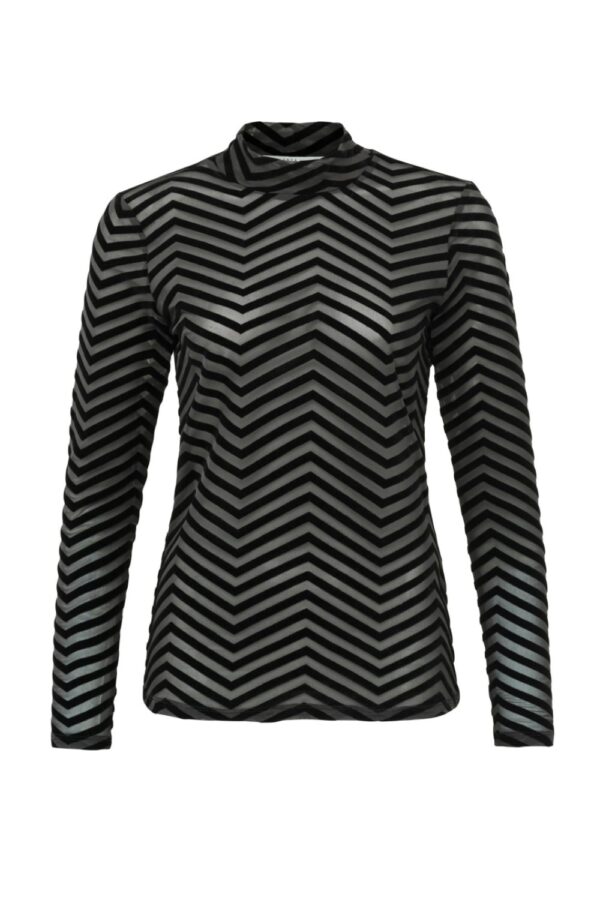 mesh top with high neck long sleeves and velvet print phantom yaya2