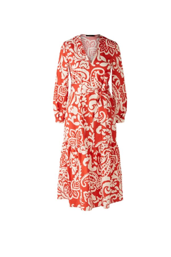 oui red patterned maxi dress