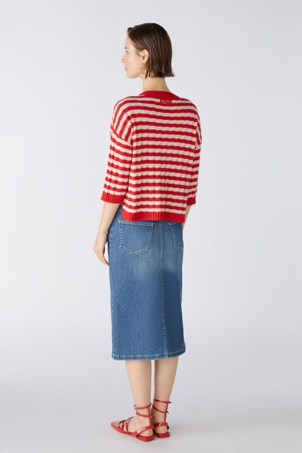 oui stripe red white sweater with chilli