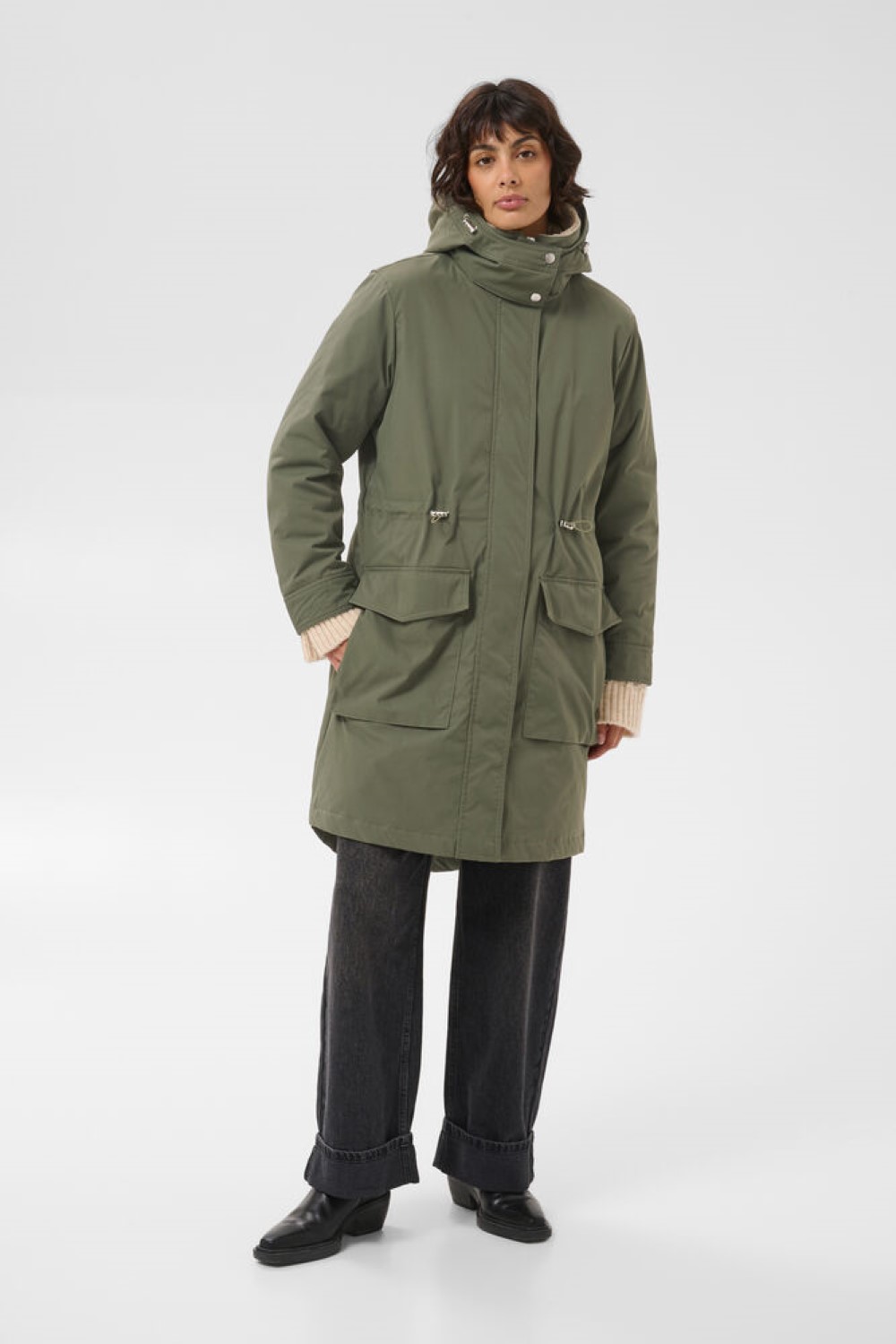 part two catherin khaki hooded coat