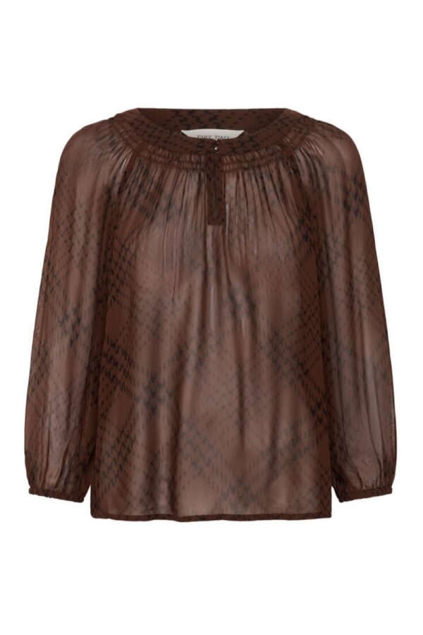 part two catin blouse brown check