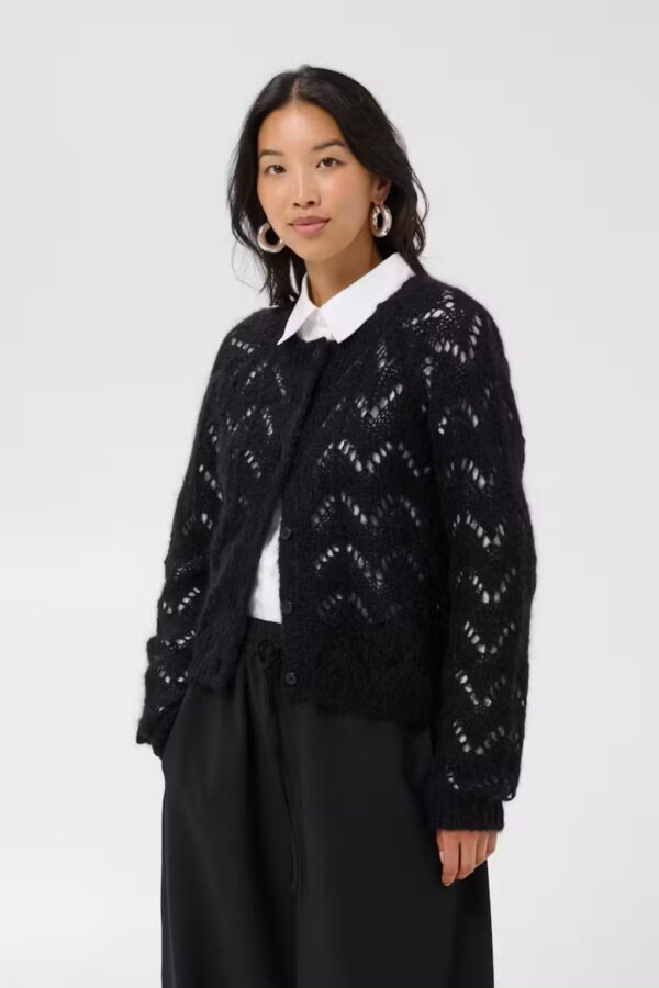 part two dinah black lace knit cardigan