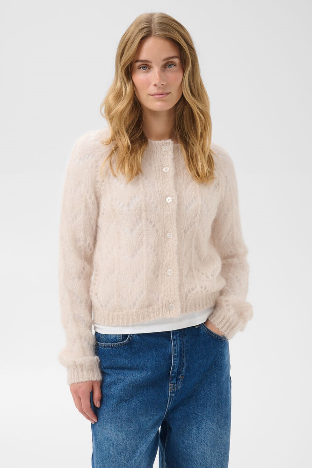 part two dinah cream lace knit cardigan