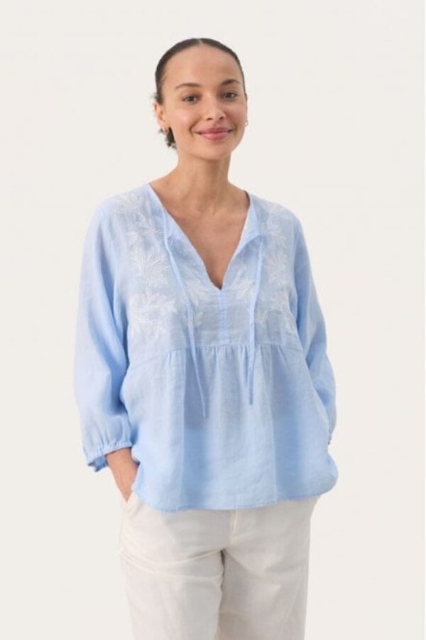 part two gwendina linen blouse blue