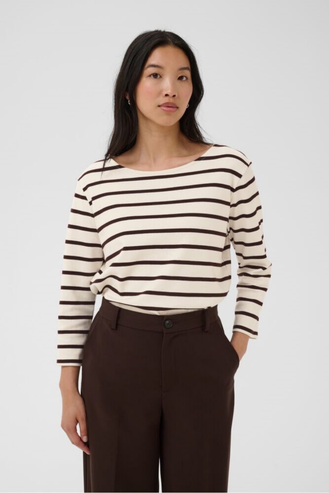 part two nela stripe t shirt brown
