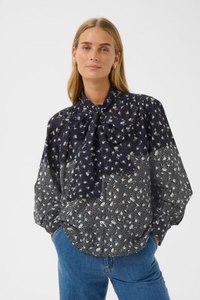 part two yanina navy blouse