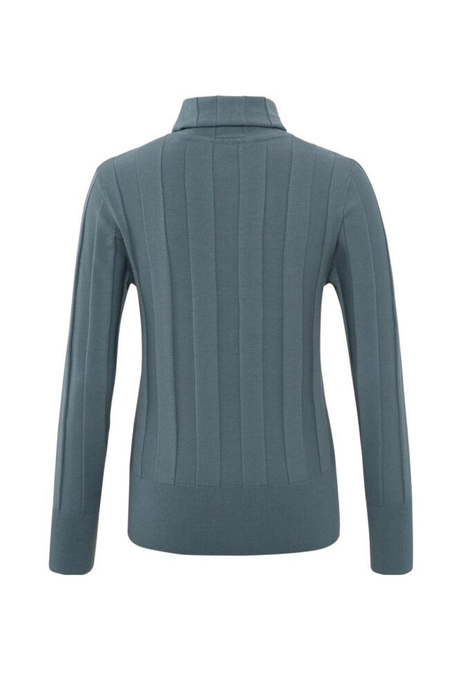 ribbed sweater with turtleneck and long sleeves in slim fit stormy weather blue yaya2
