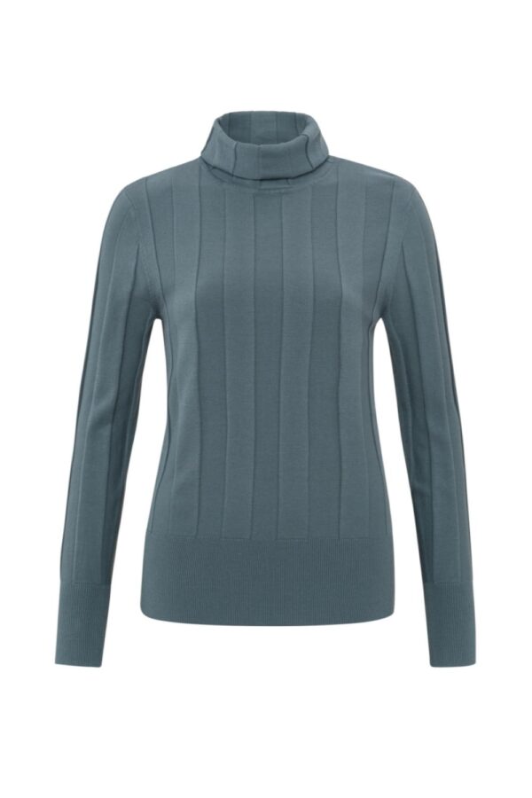 risweater with turtleneck and long sleeves in slim fit stormy weather blue yaya1